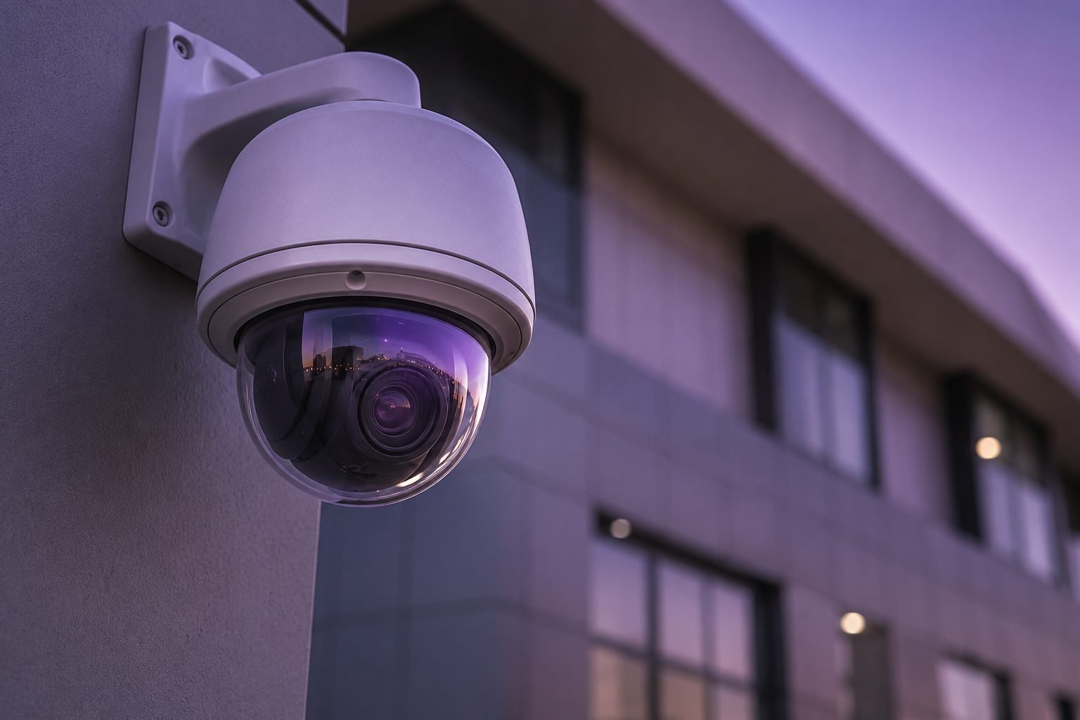 Caméra de vidéosurveillance dôme installée en façade