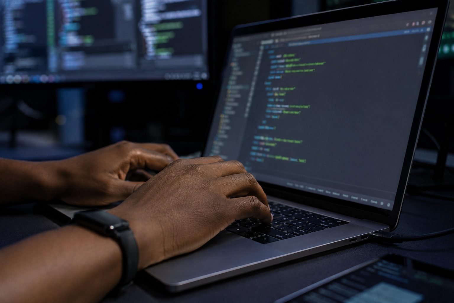 Développeur travaillant sur un éditeur de code